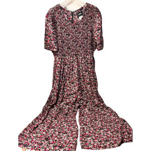 Molly Malloy Floral Jumpsuit Black and Pink Size 16